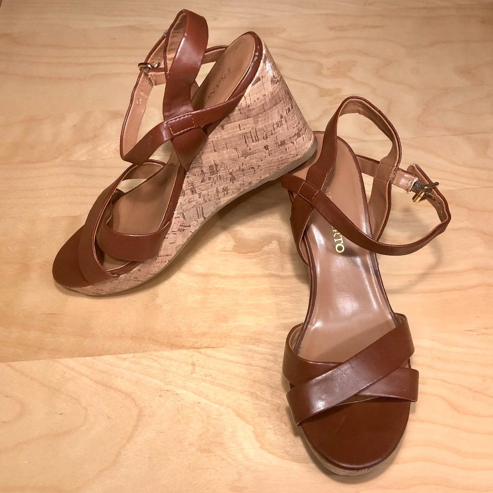 Franco Sarto Maybel Cork Wedges Tan Size 9.5